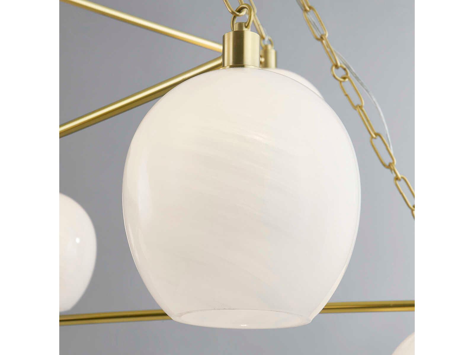 Hudson Valley Asbury Park 6-Light Aged Brass Glass Globe Chandelier