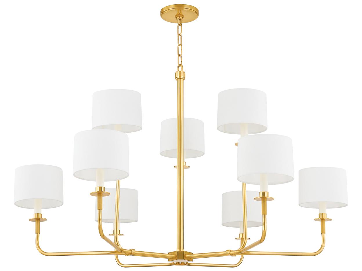 Hudson Valley Paramus 9-Light Aged Brass Candelabra Drum Chandelier