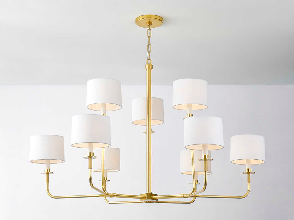 Hudson Valley Paramus 9-Light Aged Brass Candelabra Drum Chandelier