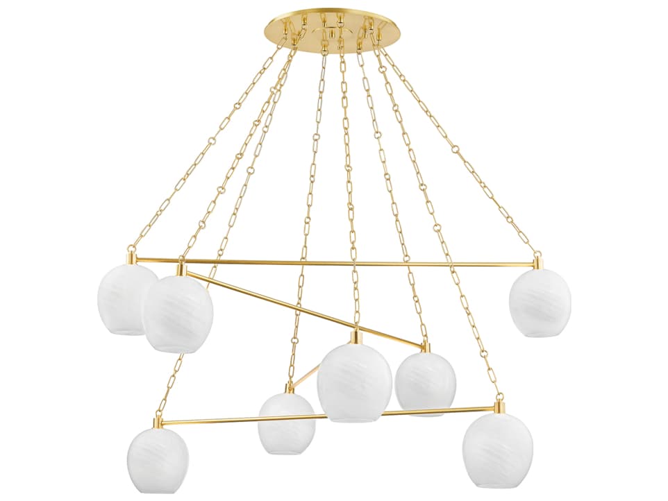 Hudson Valley Asbury Park 8-Light Aged Brass Glass Globe Chandelier