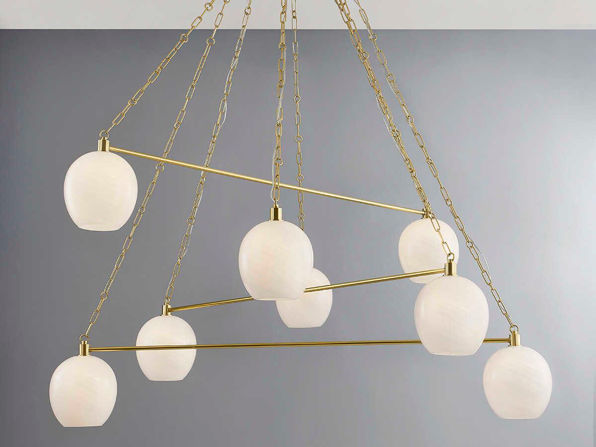 Hudson Valley Asbury Park 8-Light Aged Brass Glass Globe Chandelier