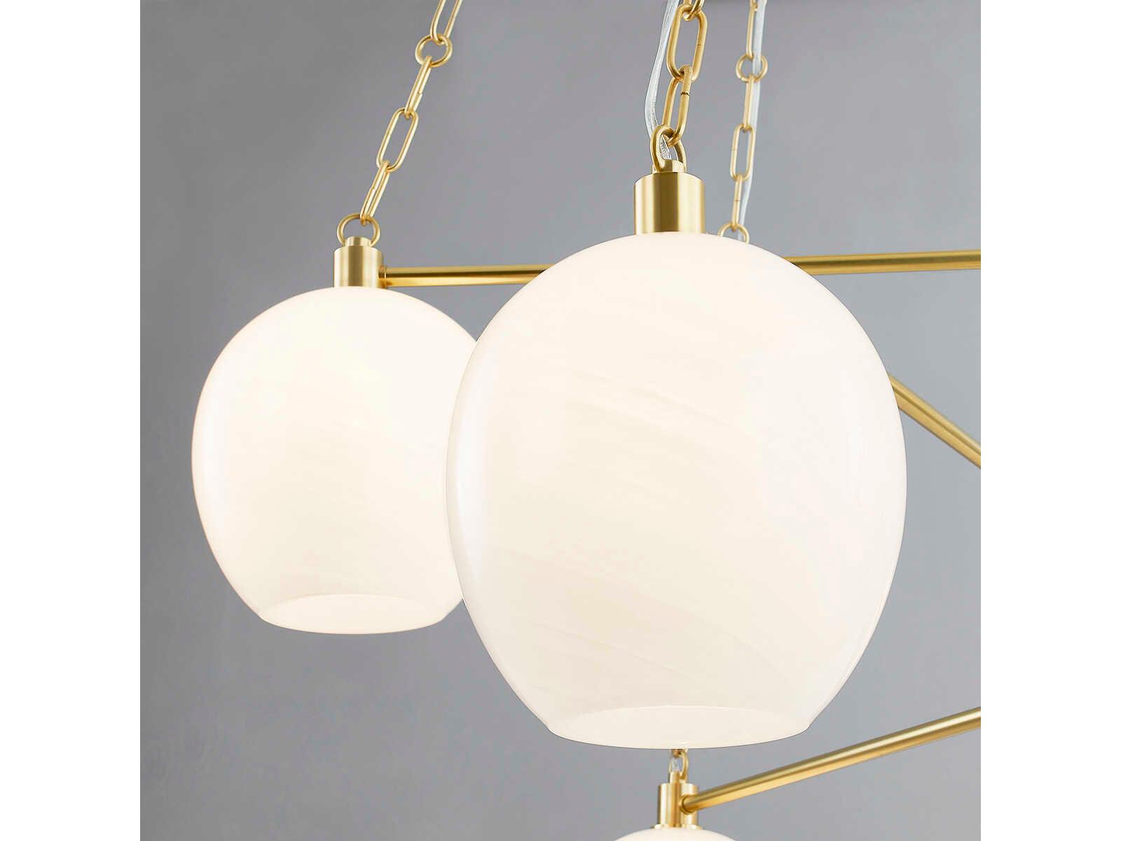 Hudson Valley Asbury Park 8-Light Aged Brass Glass Globe Chandelier