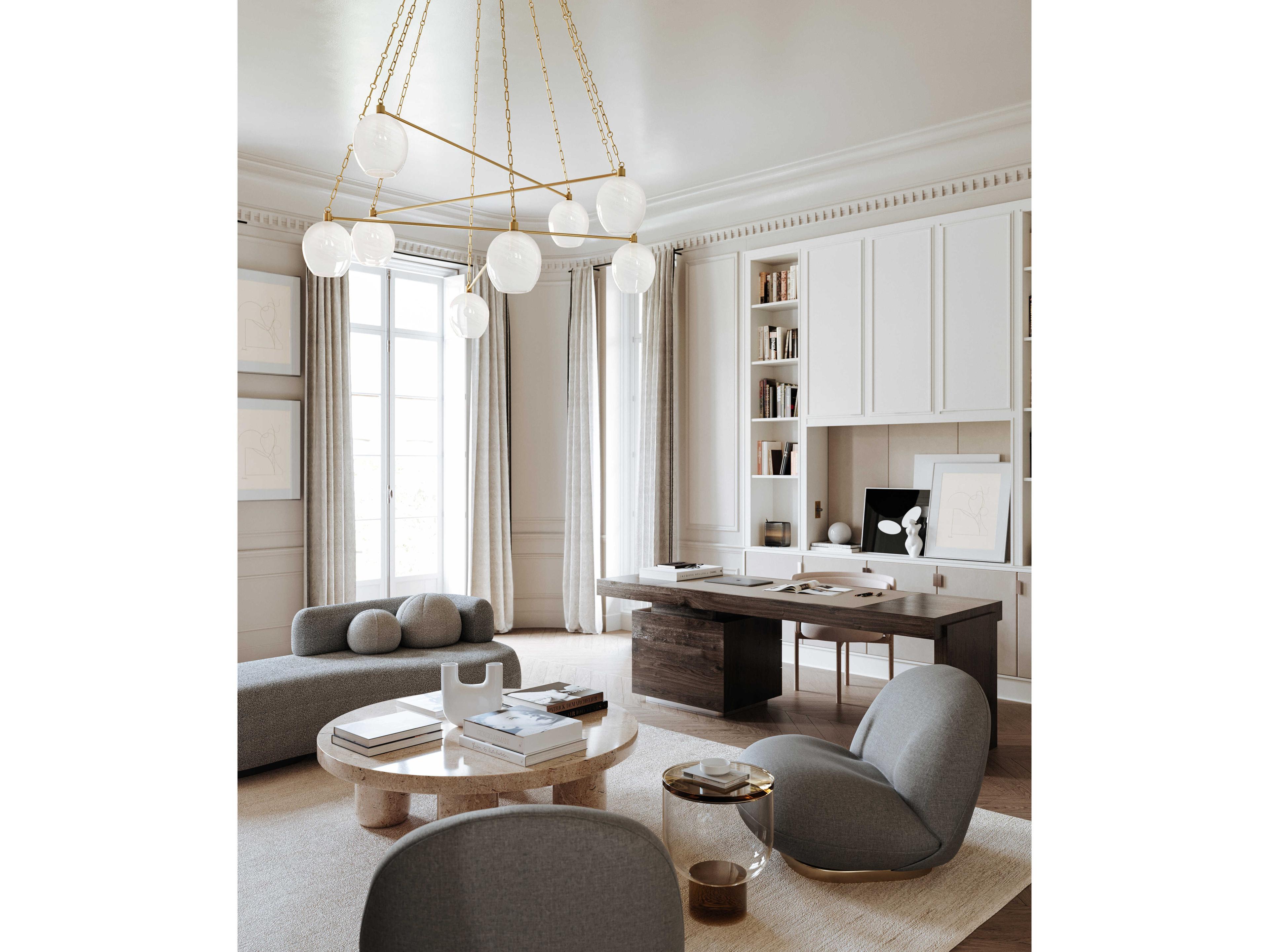 Hudson Valley Asbury Park 8-Light Aged Brass Glass Globe Chandelier