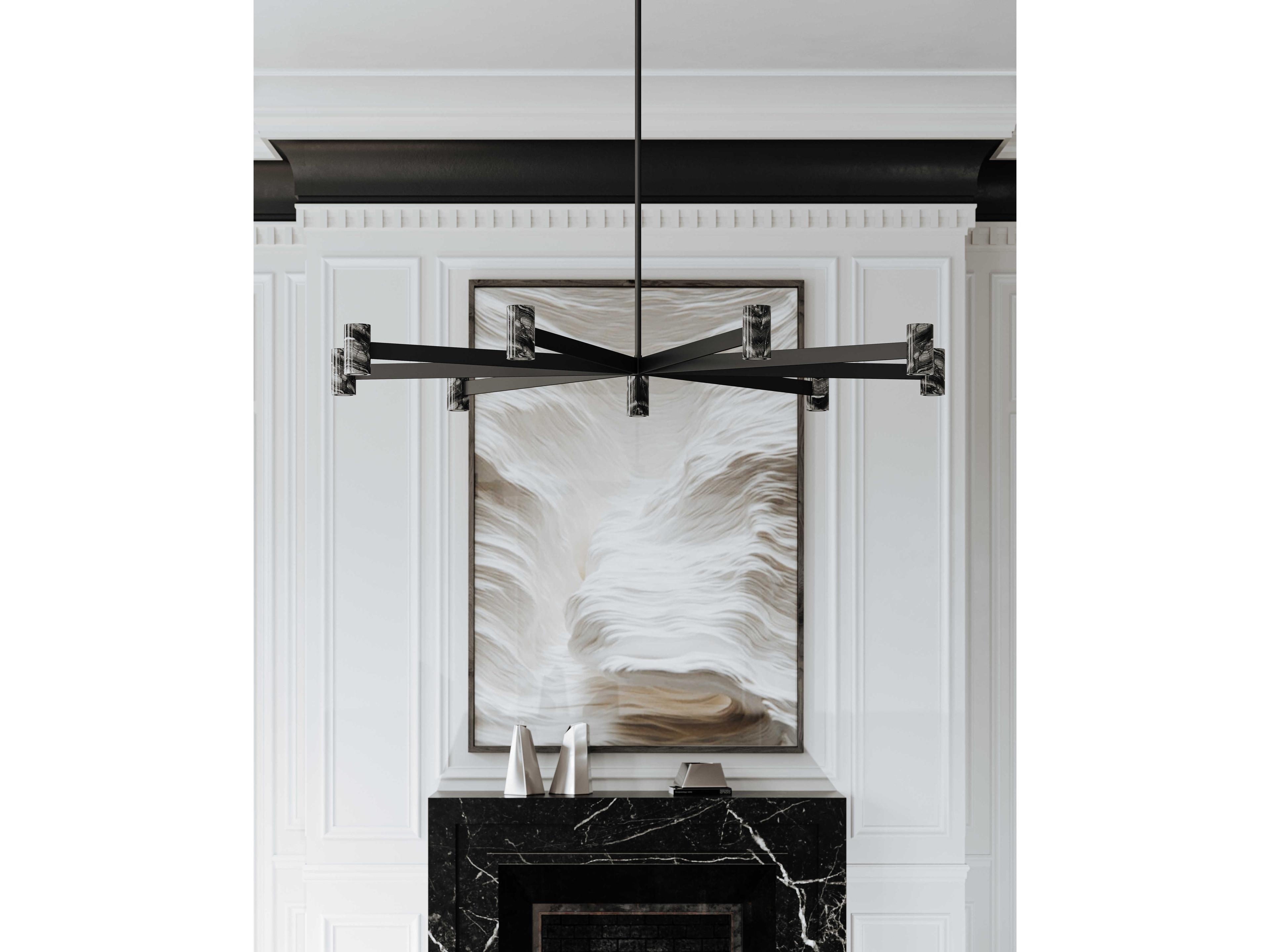 Hudson Valley Predock 9-Light Black Brass LED Cylinder Chandelier