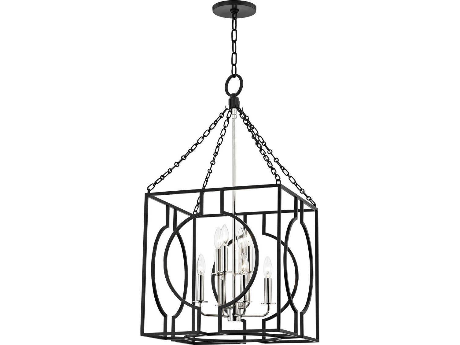 Hudson Valley Octavio 8-Light Aged Iron Polished Nickel Combo Black Lantern Pendant