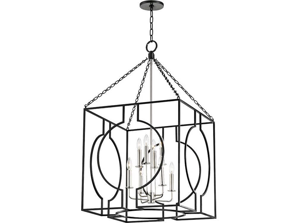 Hudson Valley Octavio 8-Light Aged Iron Polished Nickel Combo Black Lantern Pendant