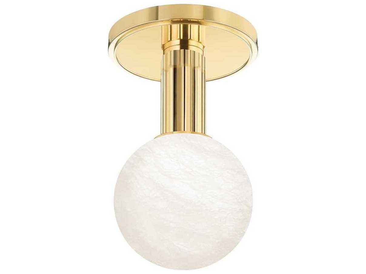 Hudson Valley Murray Hill 1-Light Aged Brass LED Globe Semi Flush Mount