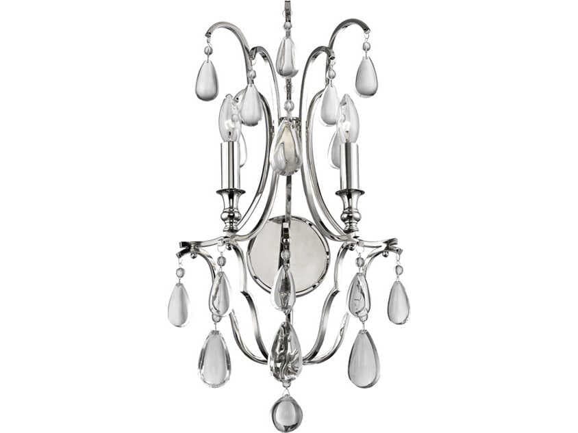 Hudson Valley Crawford 2-Light Polished Nickel Traditional Wall Sconce