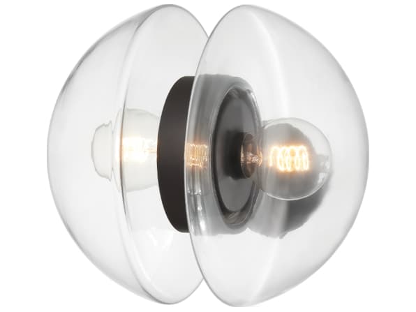 Hudson Valley Kert 2-Light Black Brass Glass Wall Sconce