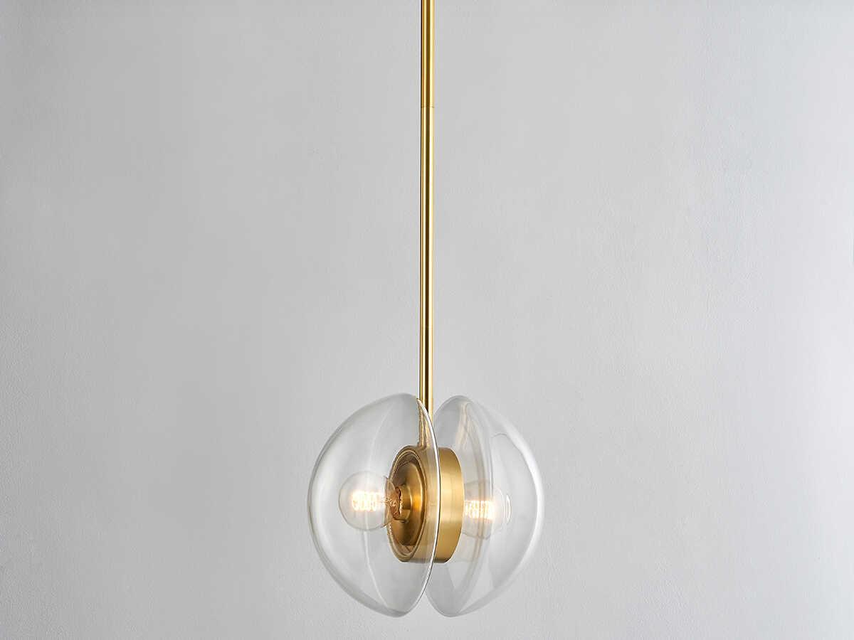 Hudson Valley Kert 2-Light Aged Brass Glass Round Mini Pendant