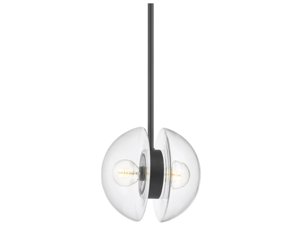 Hudson Valley Kert 2-Light Black Brass Glass Round Mini Pendant
