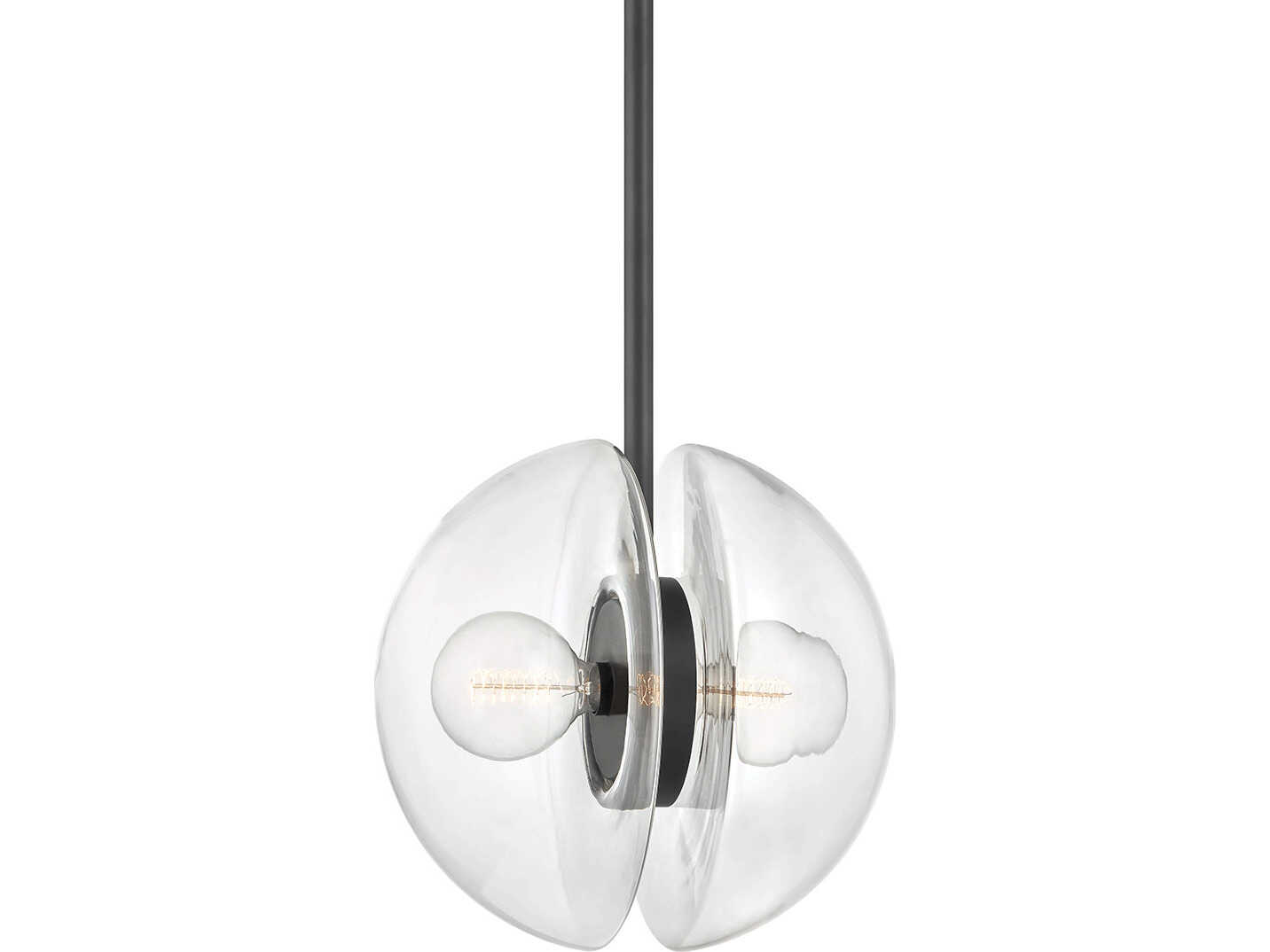 Hudson Valley Kert 2-Light Black Brass Glass Round Pendant