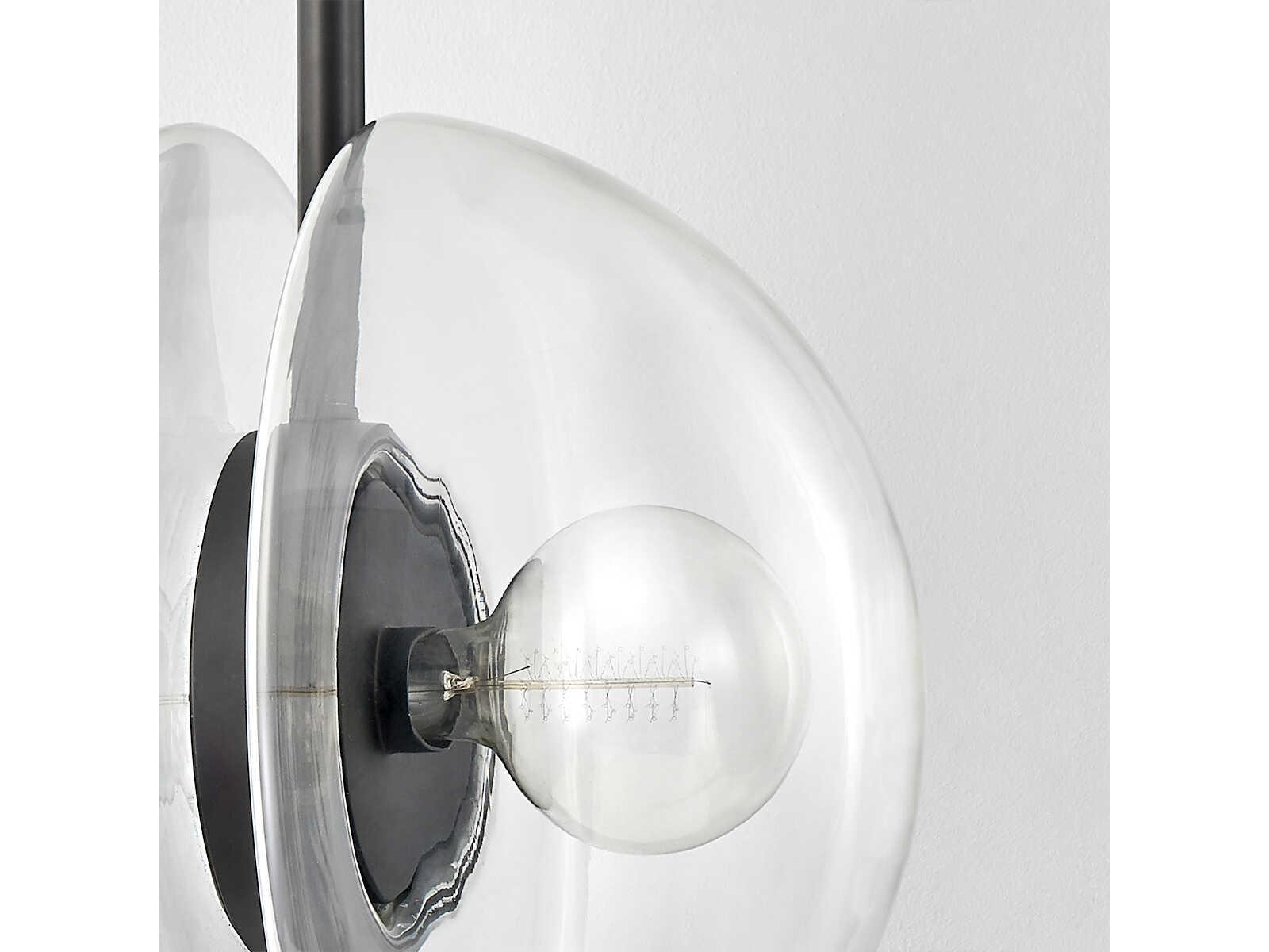 Hudson Valley Kert 2-Light Black Brass Glass Round Pendant