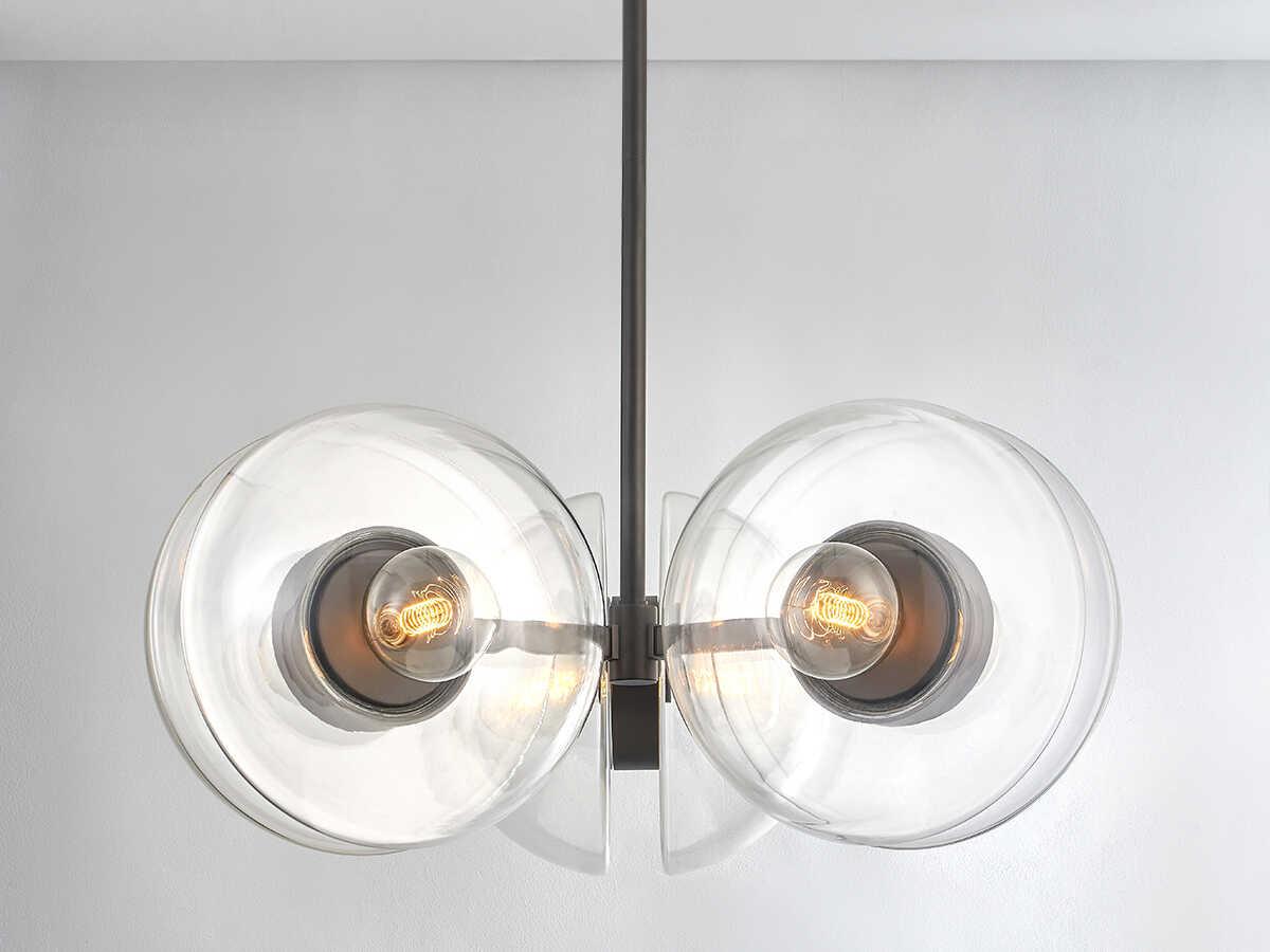 Hudson Valley Kert 6-Light Black Brass Glass Round Chandelier