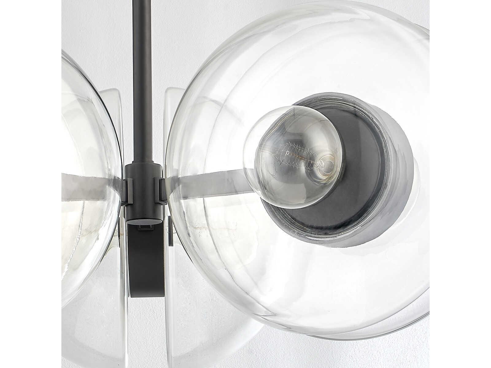 Hudson Valley Kert 6-Light Black Brass Glass Round Chandelier