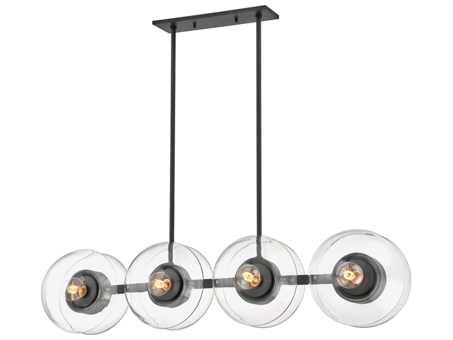 Hudson Valley Kert 8-Light Black Brass Glass Linear Round Island Pendant