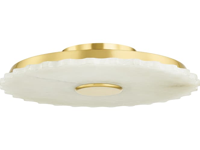 Hudson Valley Highland Falls 1-Light Aged Brass White LED Round Flush Mount