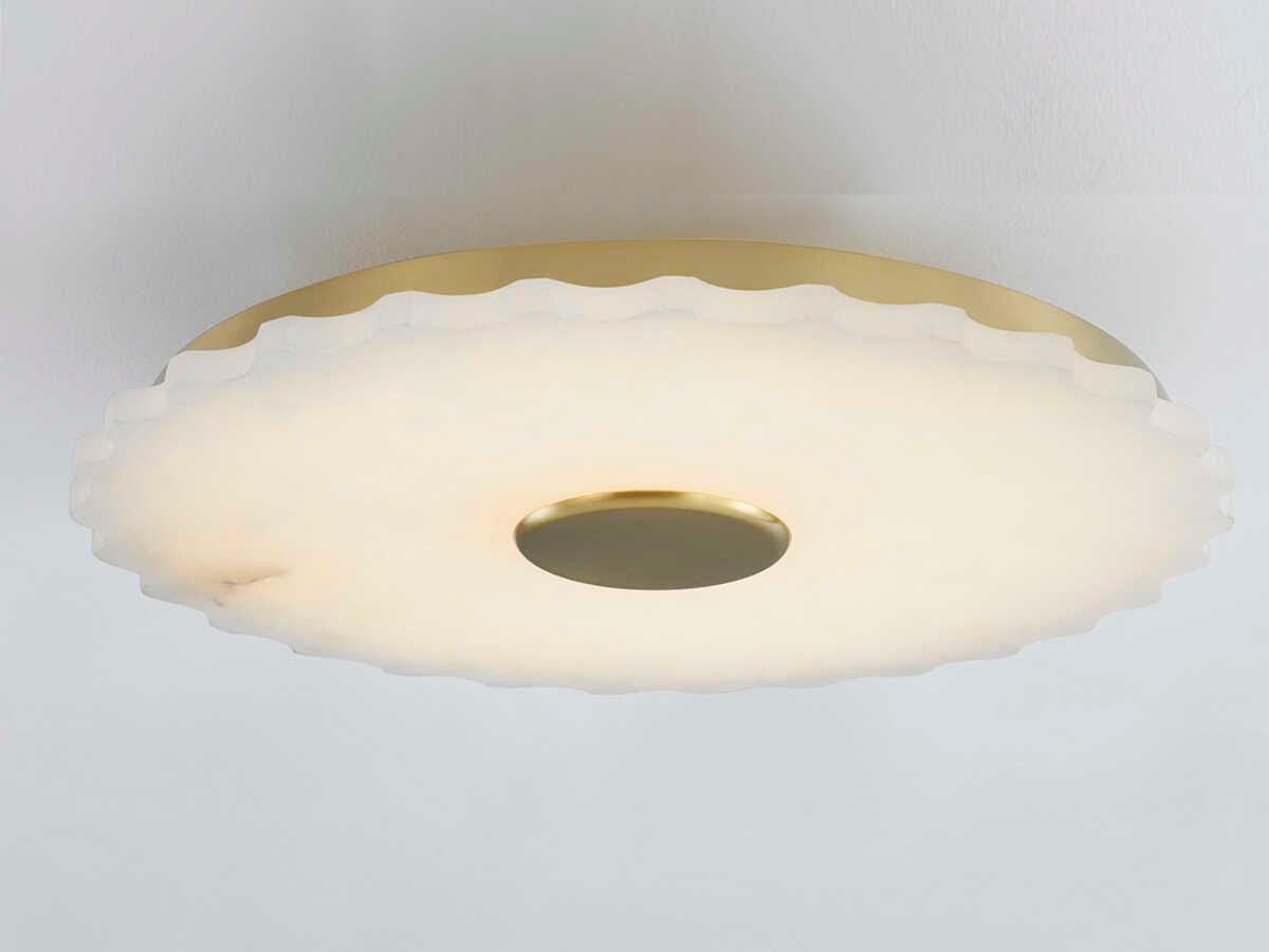Hudson Valley Highland Falls 1-Light Aged Brass White LED Round Flush Mount