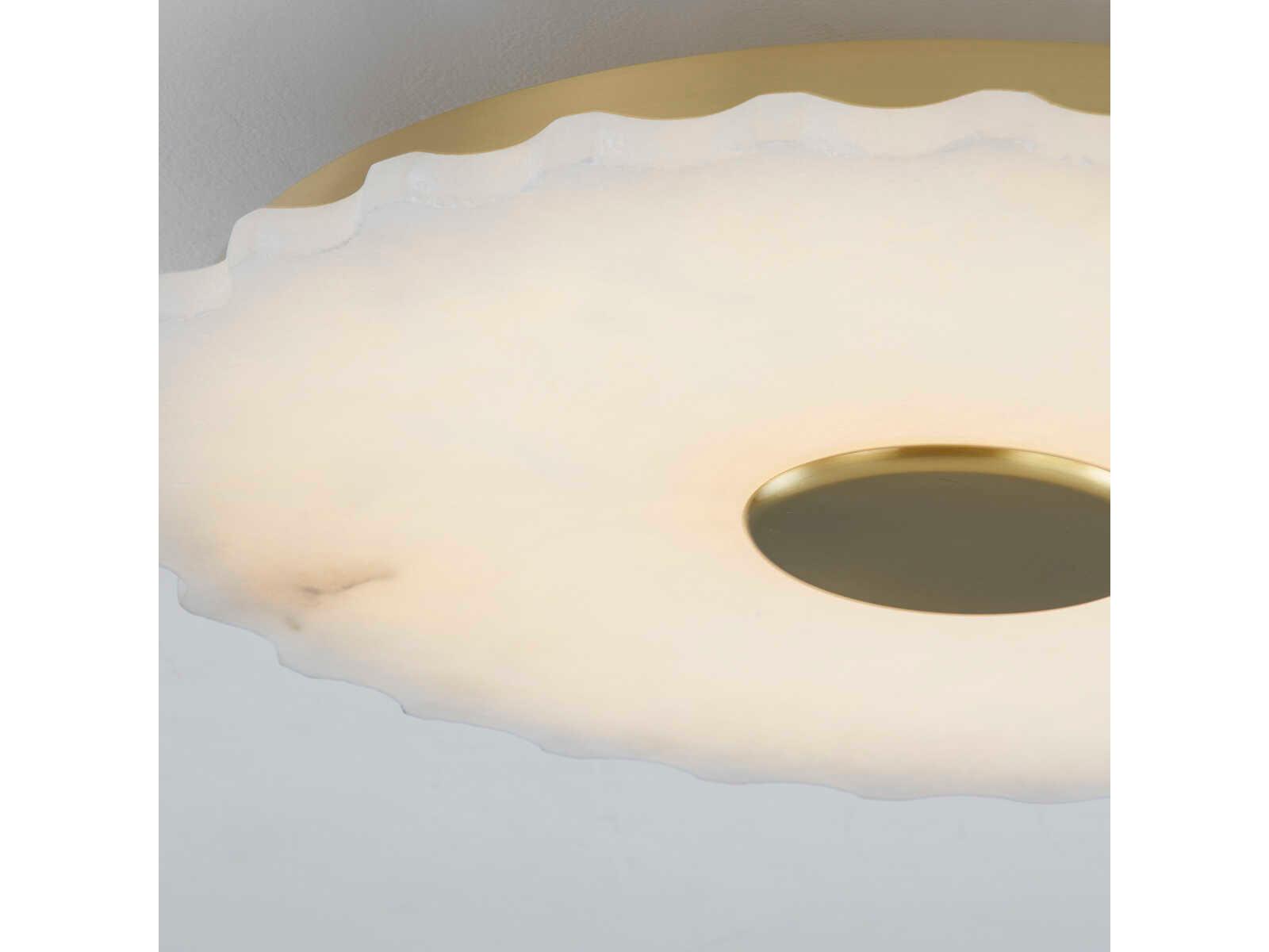 Hudson Valley Highland Falls 1-Light Aged Brass White LED Round Flush Mount