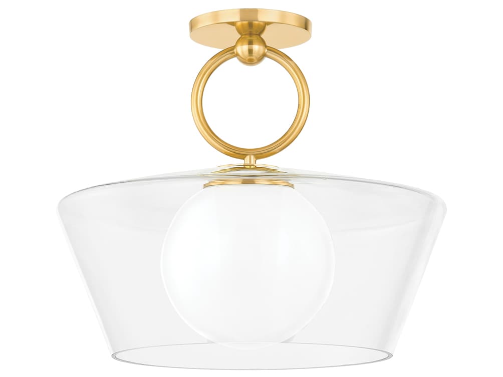 Hudson Valley Elmsford 1-Light Aged Brass Semi Flush Mount