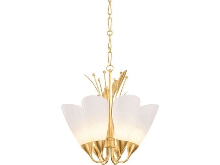 Hudson Valley Forest Glen 6-Light Vintage Gold Leaf Chandelier