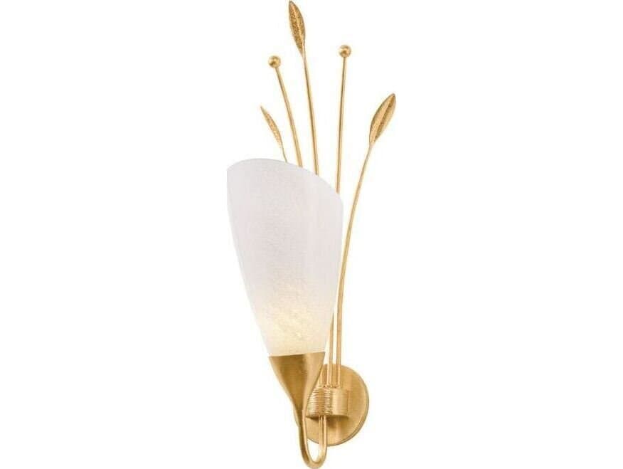 Hudson Valley Forest Glen 1-Light Vintage Gold Leaf Wall Sconce