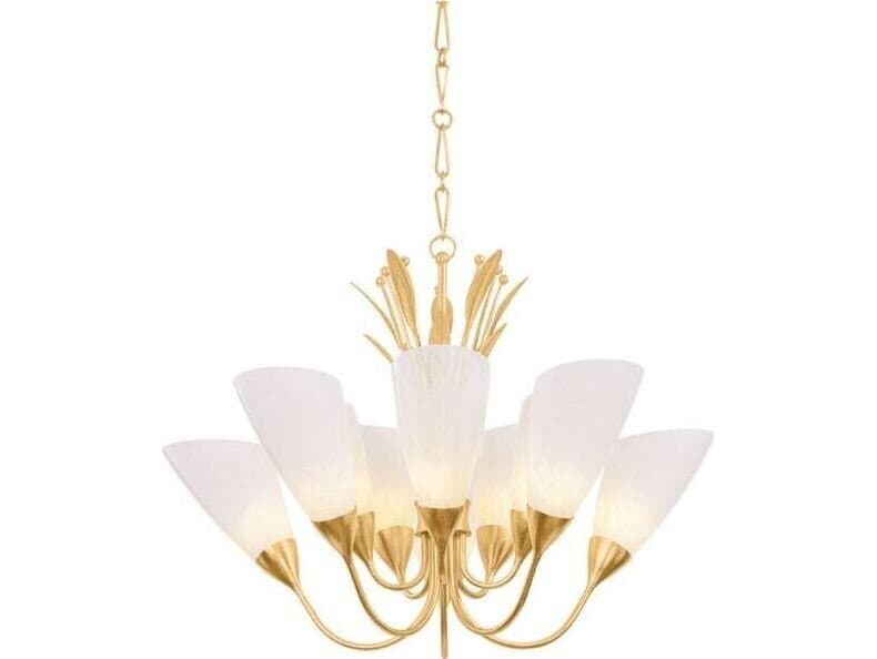 Hudson Valley Forest Glen 1-Light Vintage Gold Leaf Chandelier