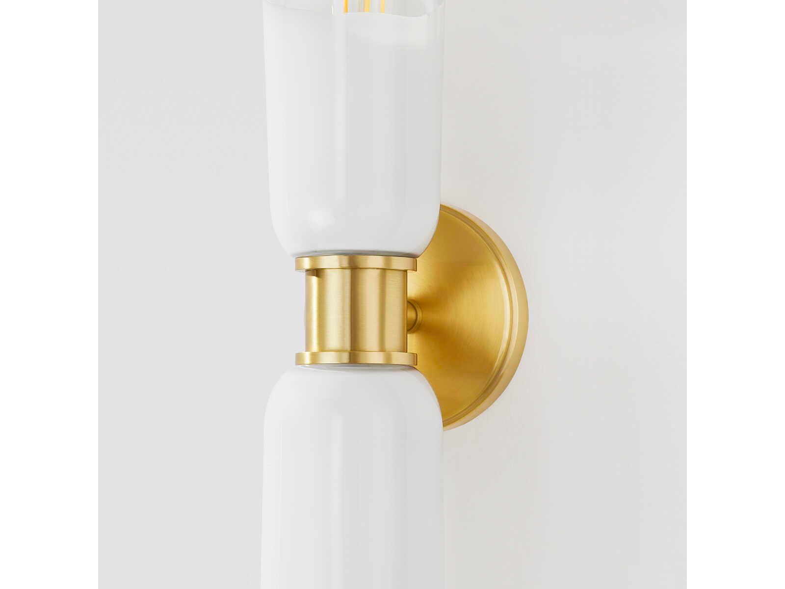 Hudson Valley Wasson 2-Light Aged Brass Glass Wall Sconce