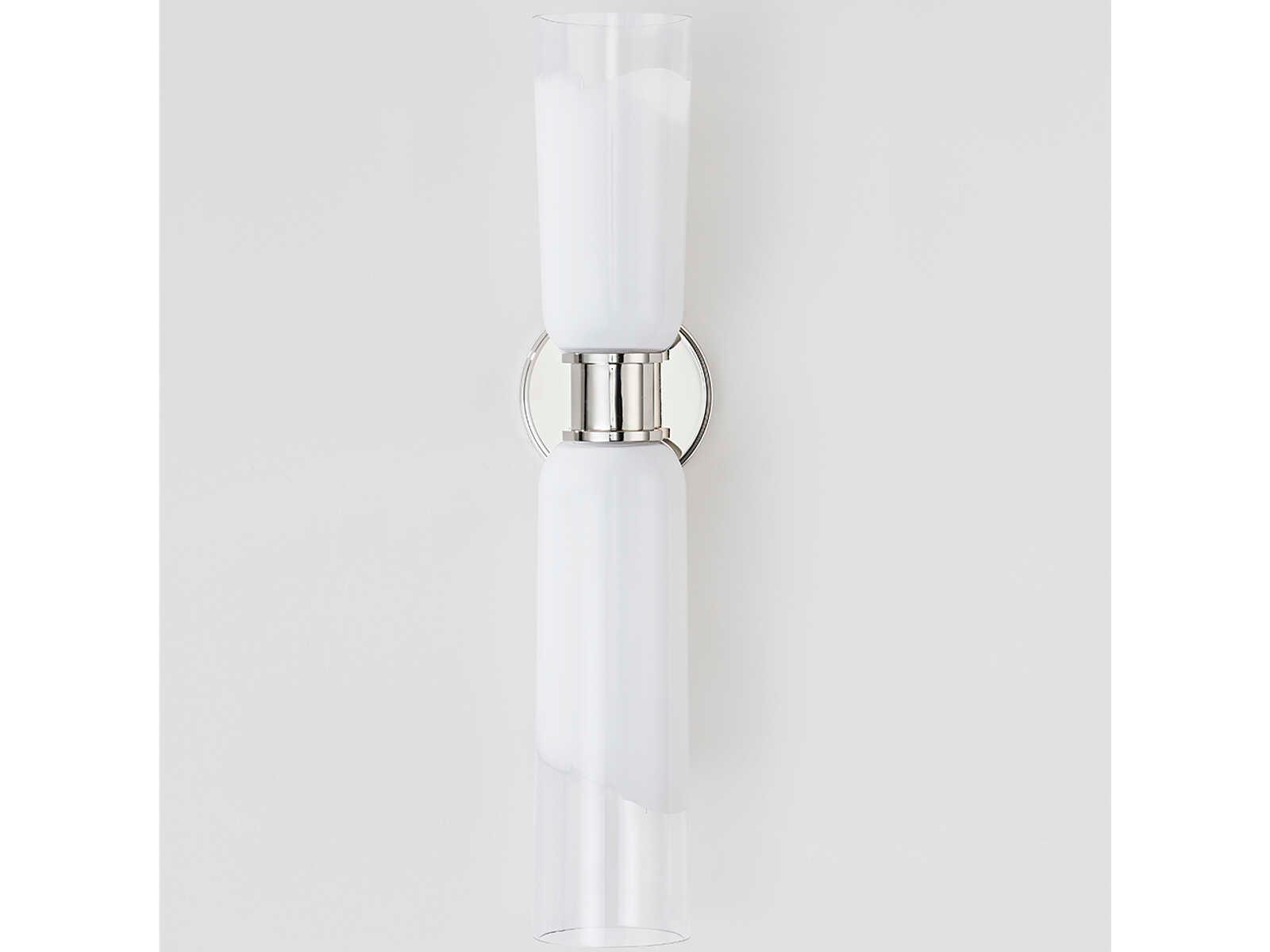 Hudson Valley Wasson 2-Light Polished Nickel Glass Wall Sconce