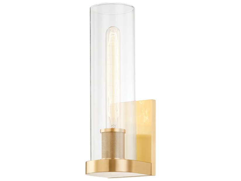 Hudson Valley Porter 1-Light Aged Brass Glass Wall Sconce