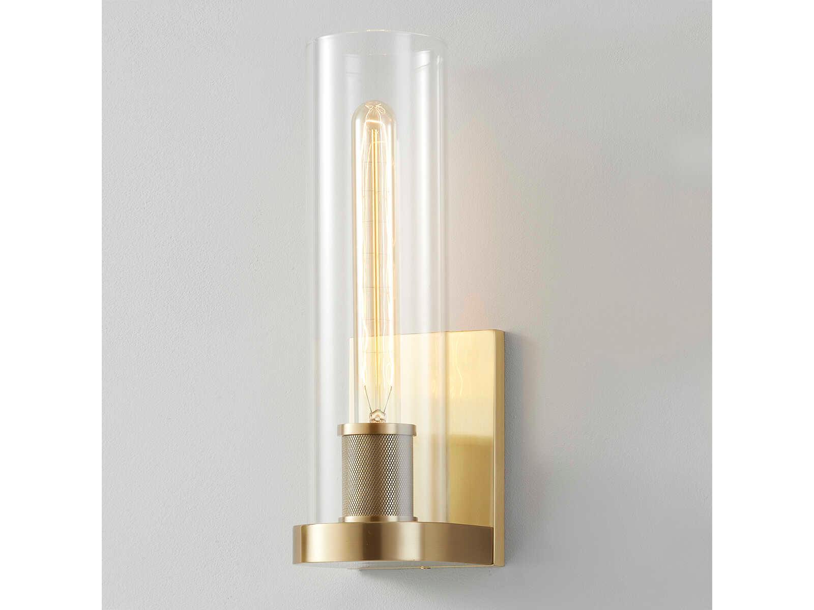 Hudson Valley Porter 1-Light Aged Brass Glass Wall Sconce