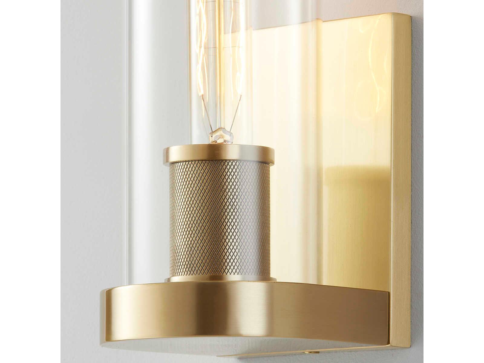 Hudson Valley Porter 1-Light Aged Brass Glass Wall Sconce