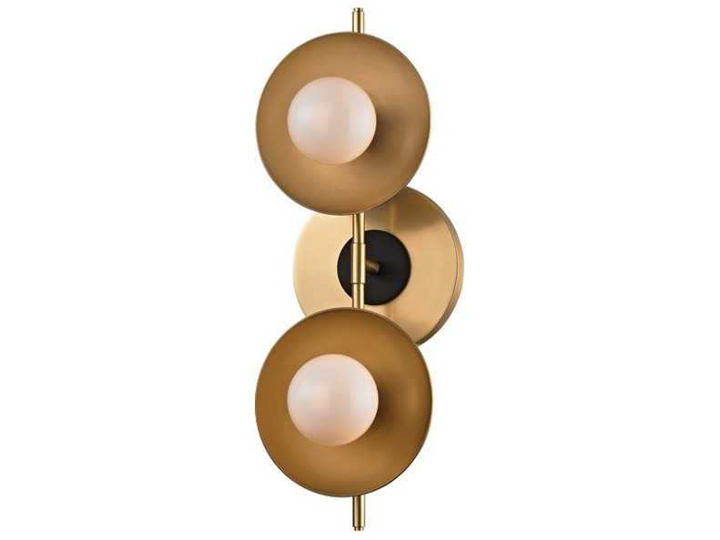 Hudson Valley Julien 2-Light Aged Brass Off White Glass LED Vanity Light