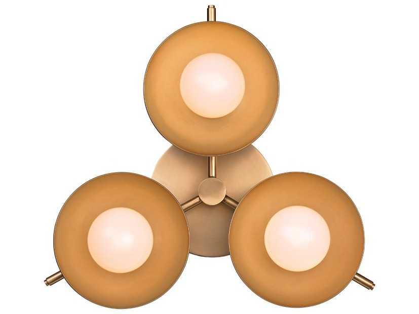 Hudson Valley Julien 3-Light Aged Brass Yellow Glass LED Globe Round Semi Flush Mount