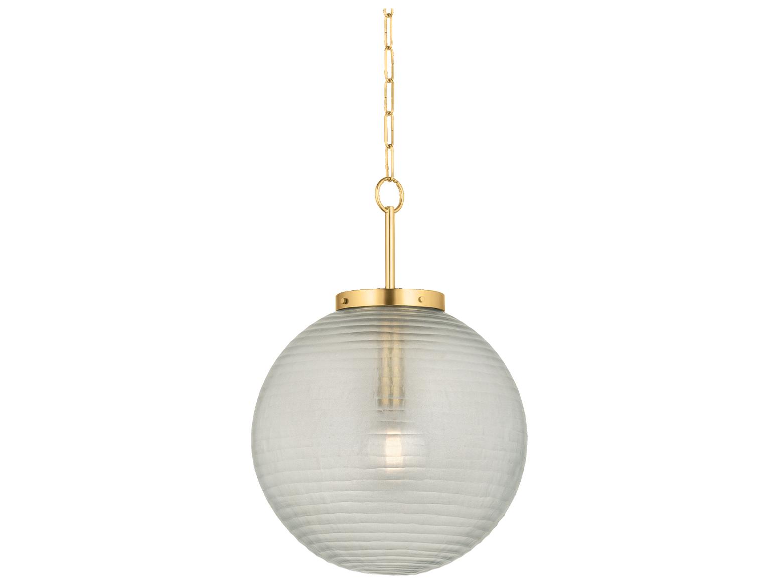 Hudson Valley Falls Mills 1-Light Aged Brass Globe Pendant