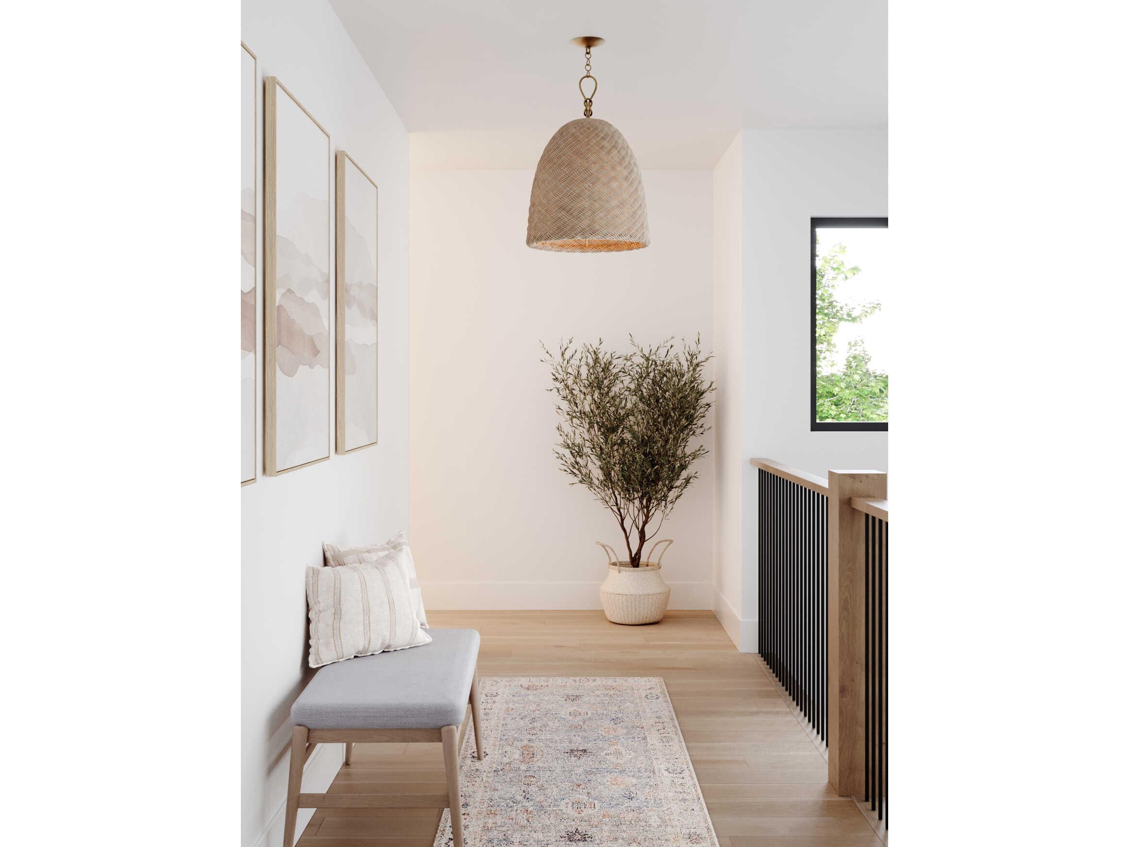 Hudson Valley Reina 1-Light Gold Leaf Gray Bell Pendant