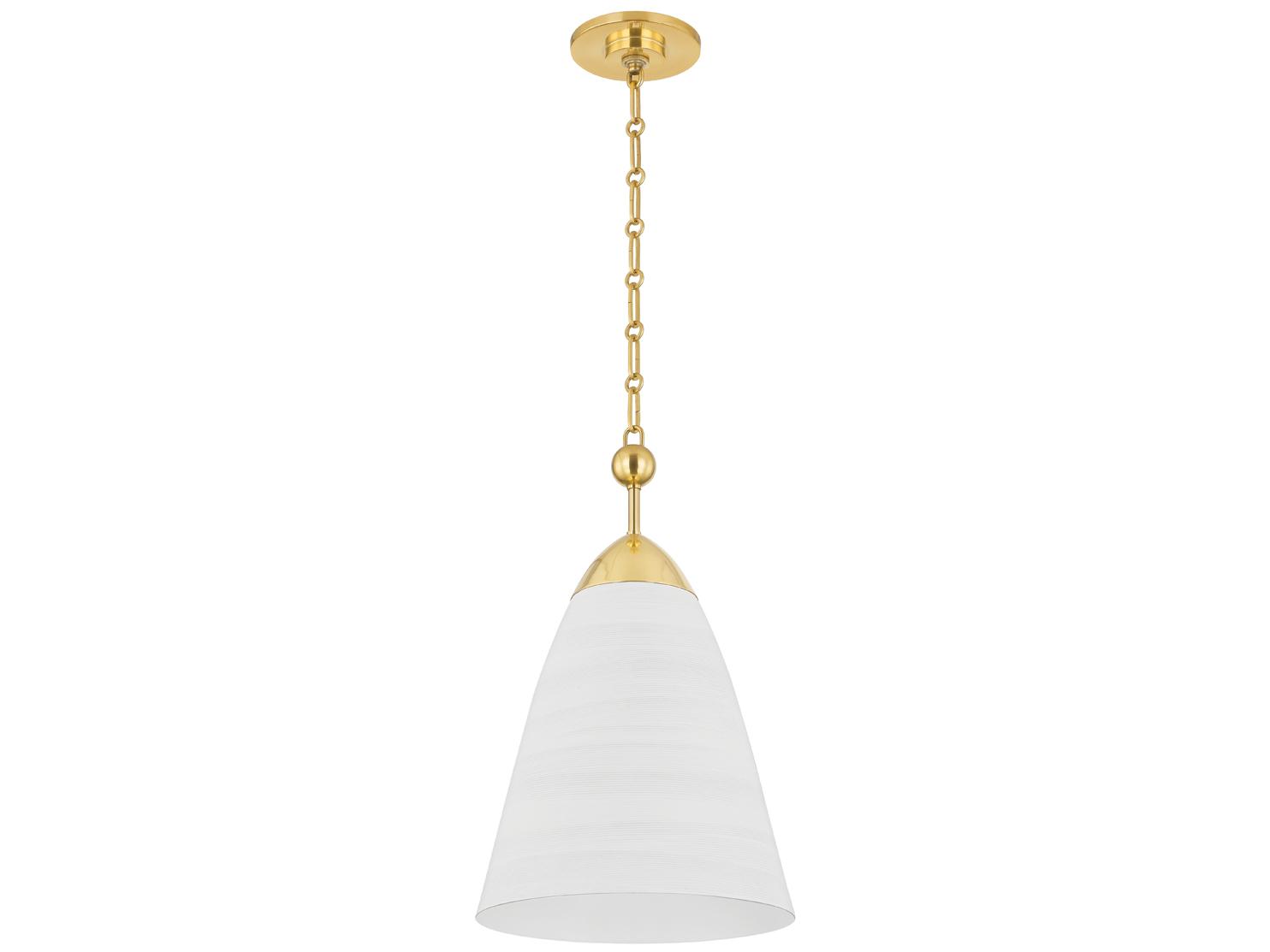 Hudson Valley Bronson 1-Light Aged Brass White Plaster Pendant
