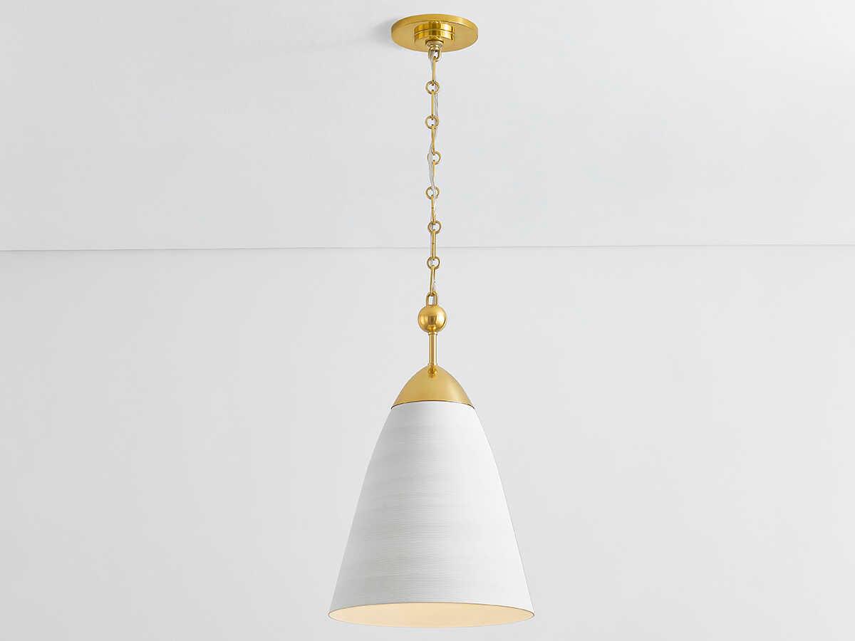 Hudson Valley Bronson 1-Light Aged Brass White Plaster Pendant