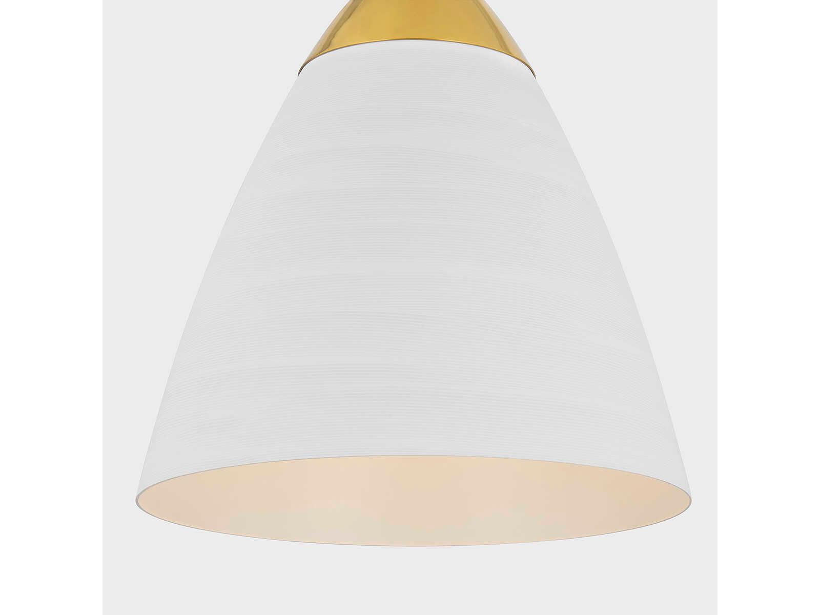 Hudson Valley Bronson 1-Light Aged Brass White Plaster Pendant