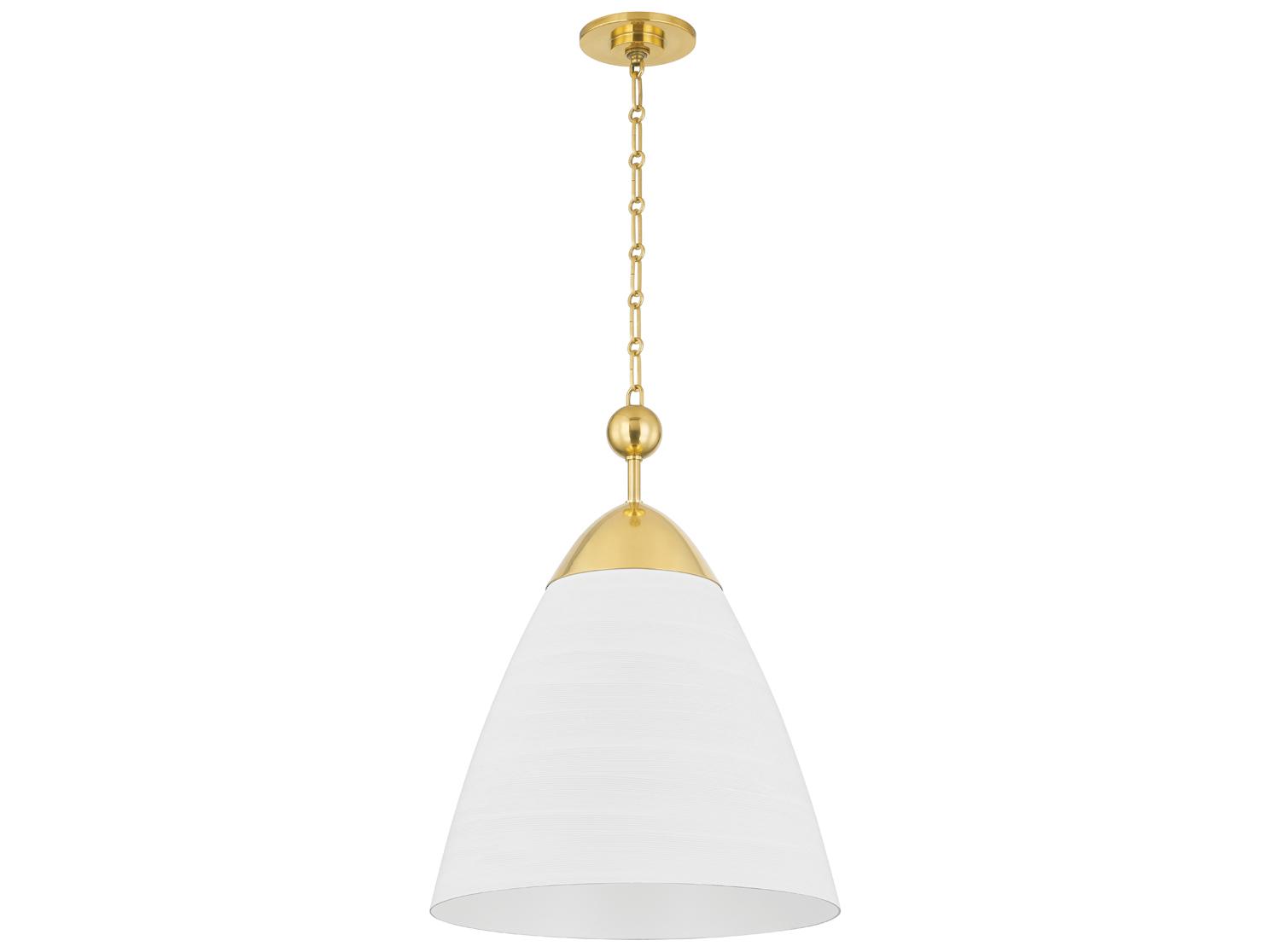 Hudson Valley Bronson 1-Light Aged Brass White Plaster Pendant