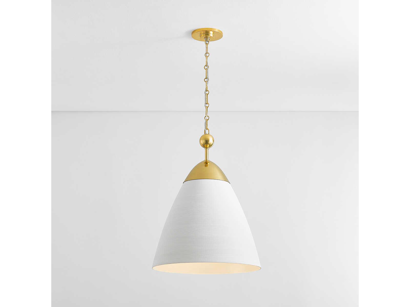 Hudson Valley Bronson 1-Light Aged Brass White Plaster Pendant