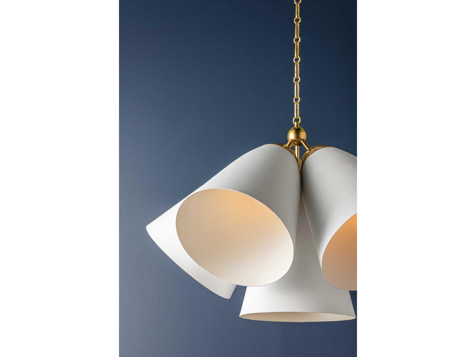 Hudson Valley Bronson 5-Light Aged Brass White Plaster Chandelier