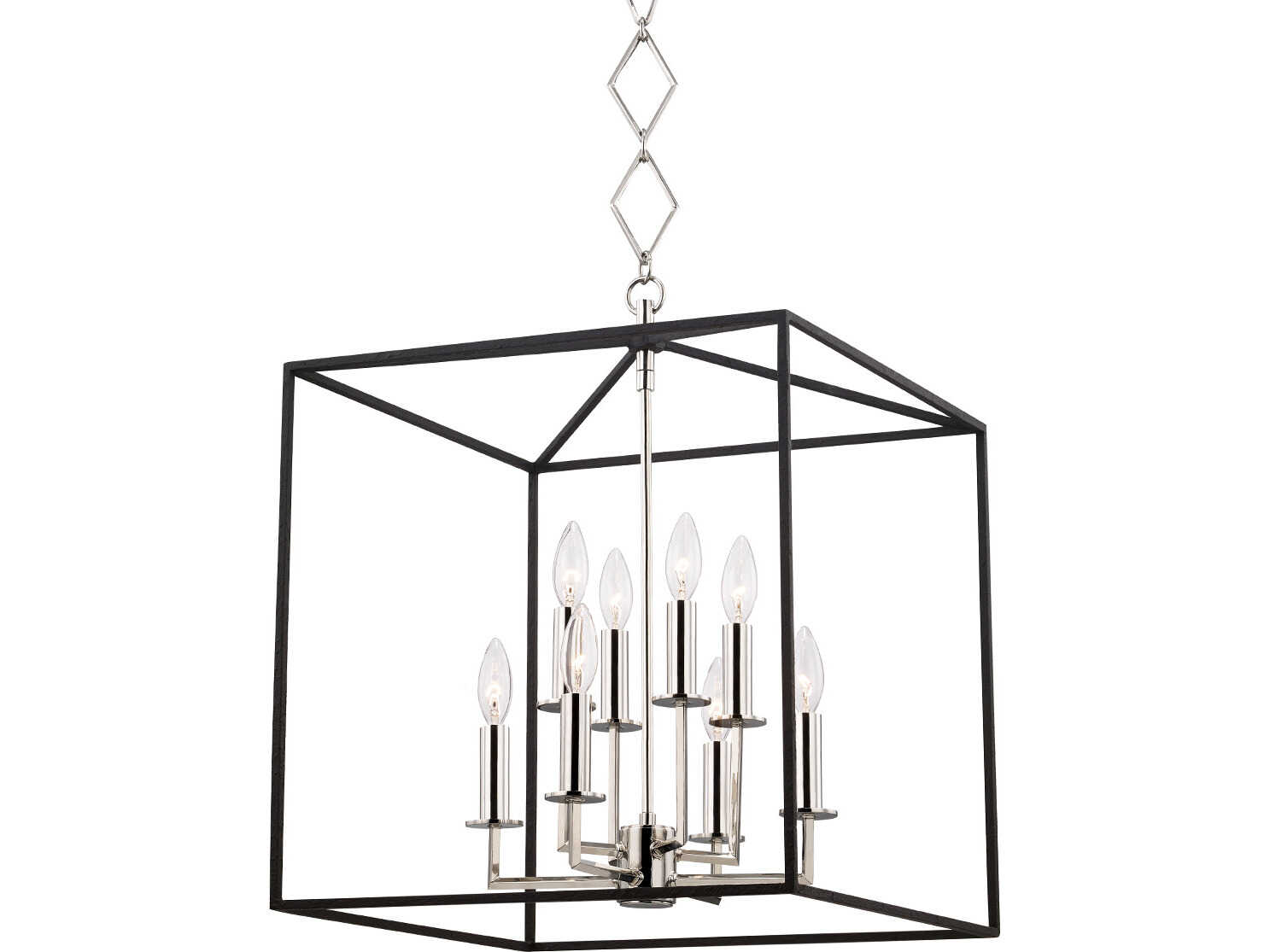Hudson Valley Richie 8-Light Polished Nickel Black Lantern Pendant