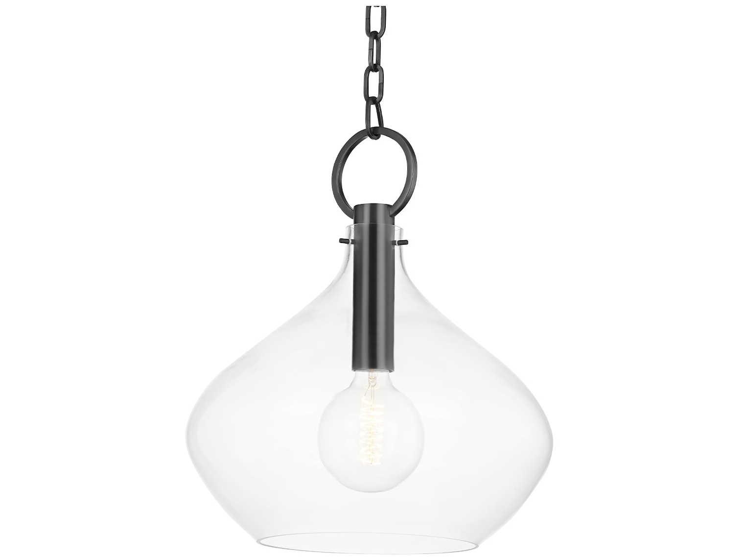 Hudson Valley Lina 1-Light Old Bronze Glass Bell Pendant