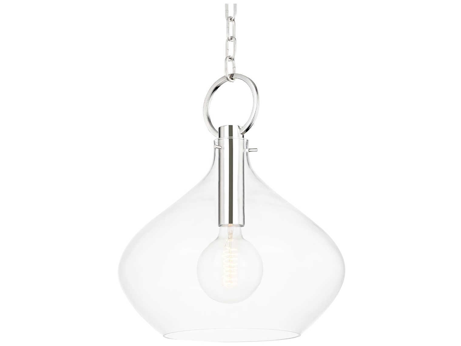 Hudson Valley Lina 1-Light Polished Nickel Glass Bell Pendant