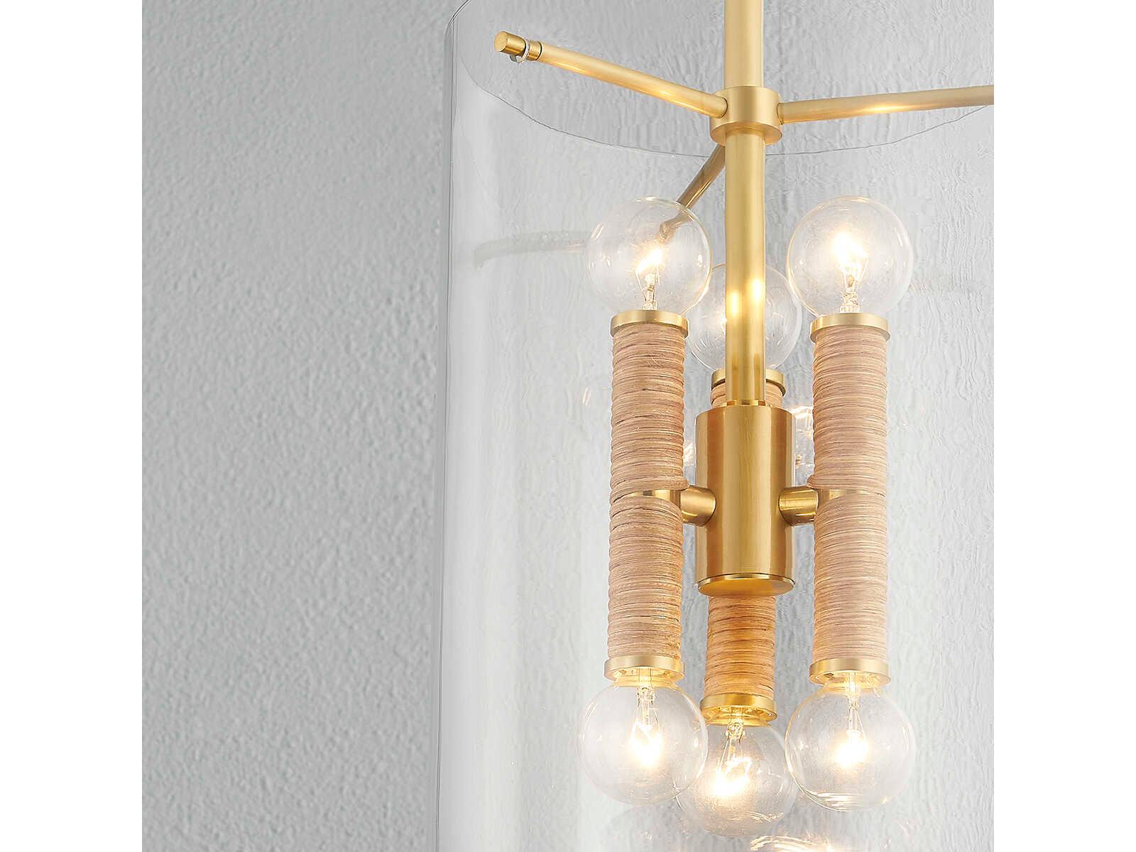 Hudson Valley Barlow 6-Light Aged Brass Glass Cylinder Mini Pendant