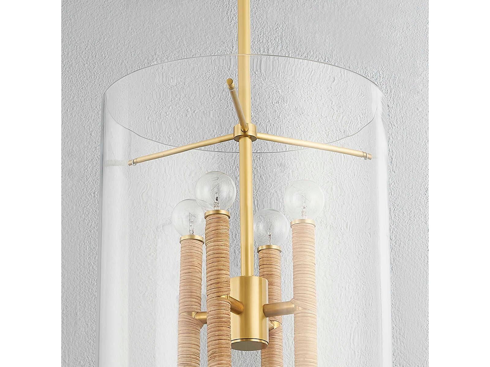 Hudson Valley Barlow 8-Light Aged Brass Glass Cylinder Pendant