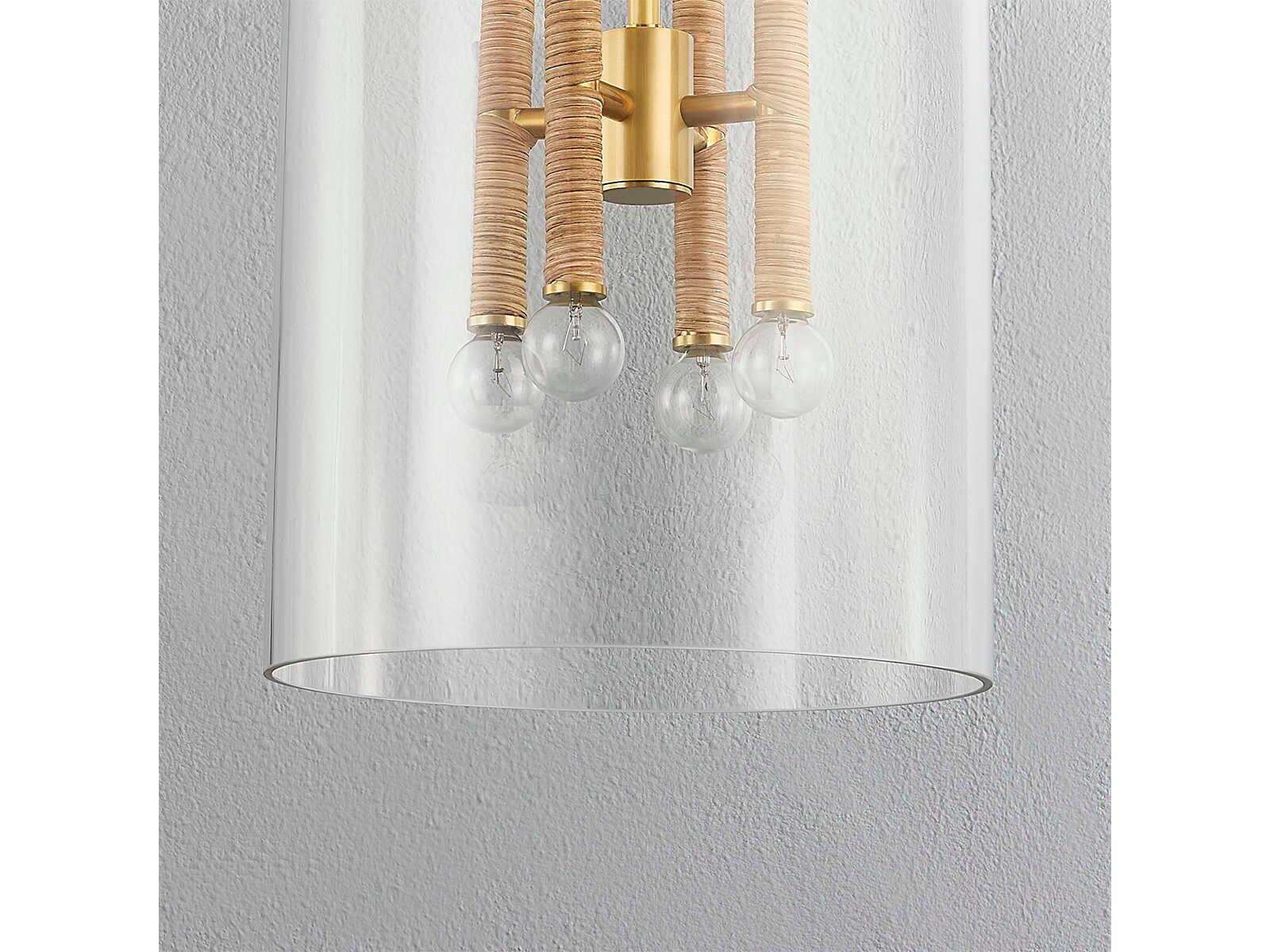 Hudson Valley Barlow 8-Light Aged Brass Glass Cylinder Pendant