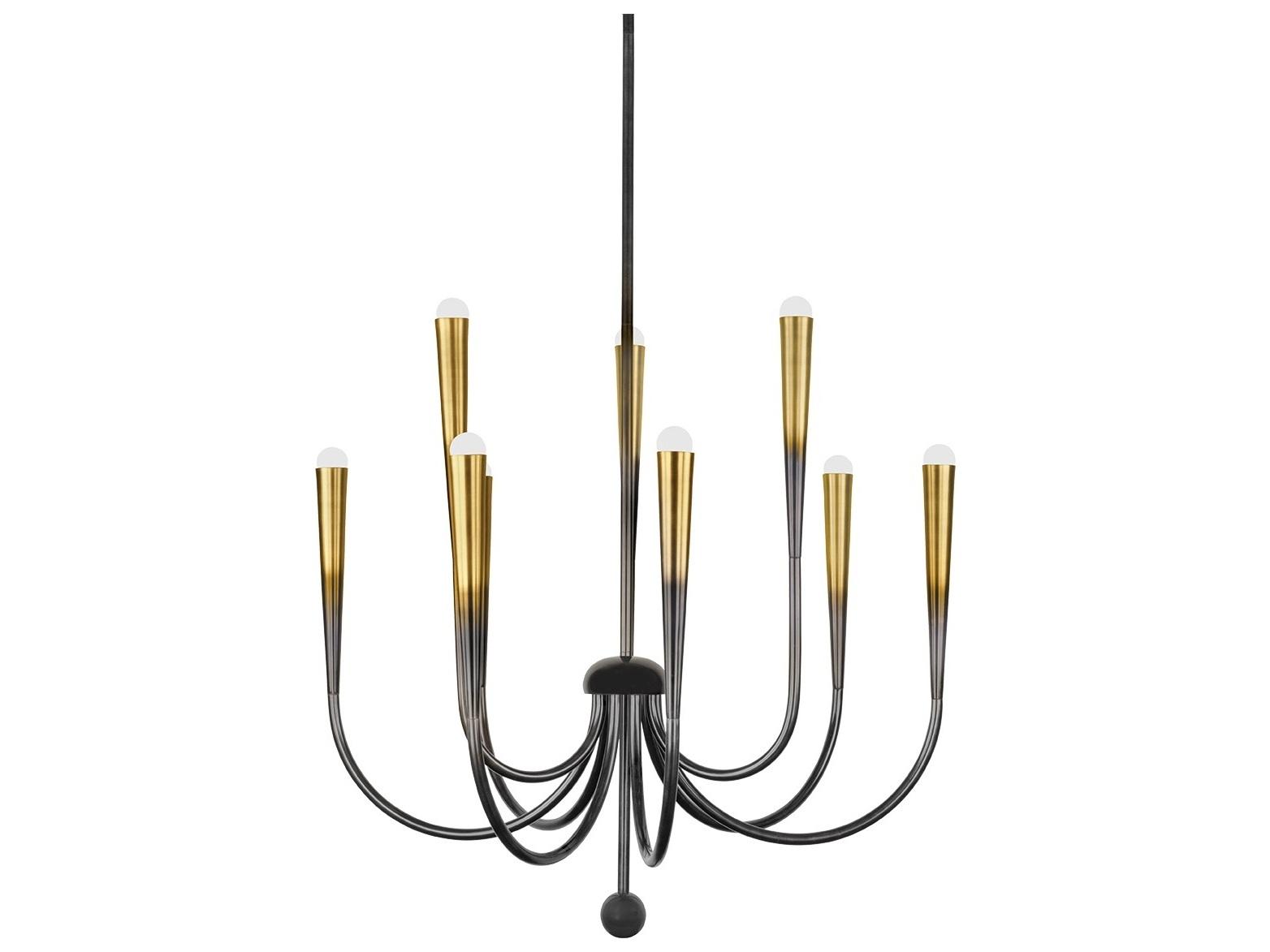 Hudson Valley Adley 9-Light Gradient Brass Linear Chandelier