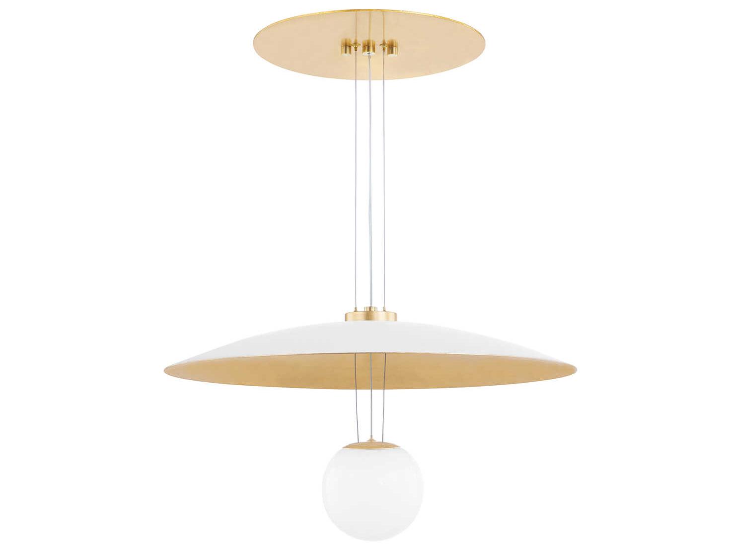 Hudson Valley Brim 1-Light Soft White Gold Leaf Glass LED Dome Globe Pendant